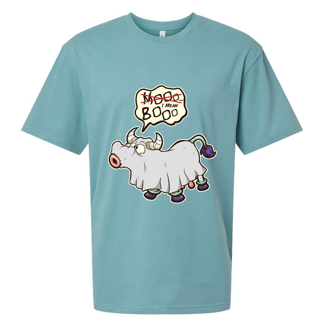 Funny Halloween Cow Moo I Mean Boo Sueded Cloud Jersey T-Shirt