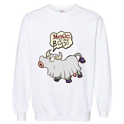 Funny Halloween Cow Moo I Mean Boo Garment-Dyed Sweatshirt