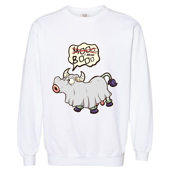 Funny Halloween Cow Moo I Mean Boo Garment-Dyed Sweatshirt