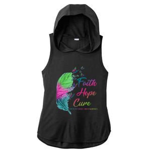 Faith Hope Cure Metastatic Breast Cancer Feather Ladies PosiCharge Tri-Blend Wicking Draft Hoodie Tank