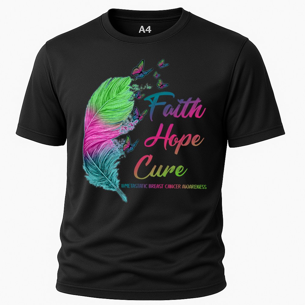 Faith Hope Cure Metastatic Breast Cancer Feather Cooling Performance Crew T-Shirt