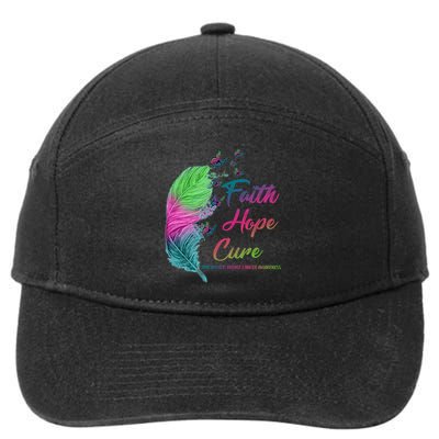Faith Hope Cure Metastatic Breast Cancer Feather 7-Panel Snapback Hat