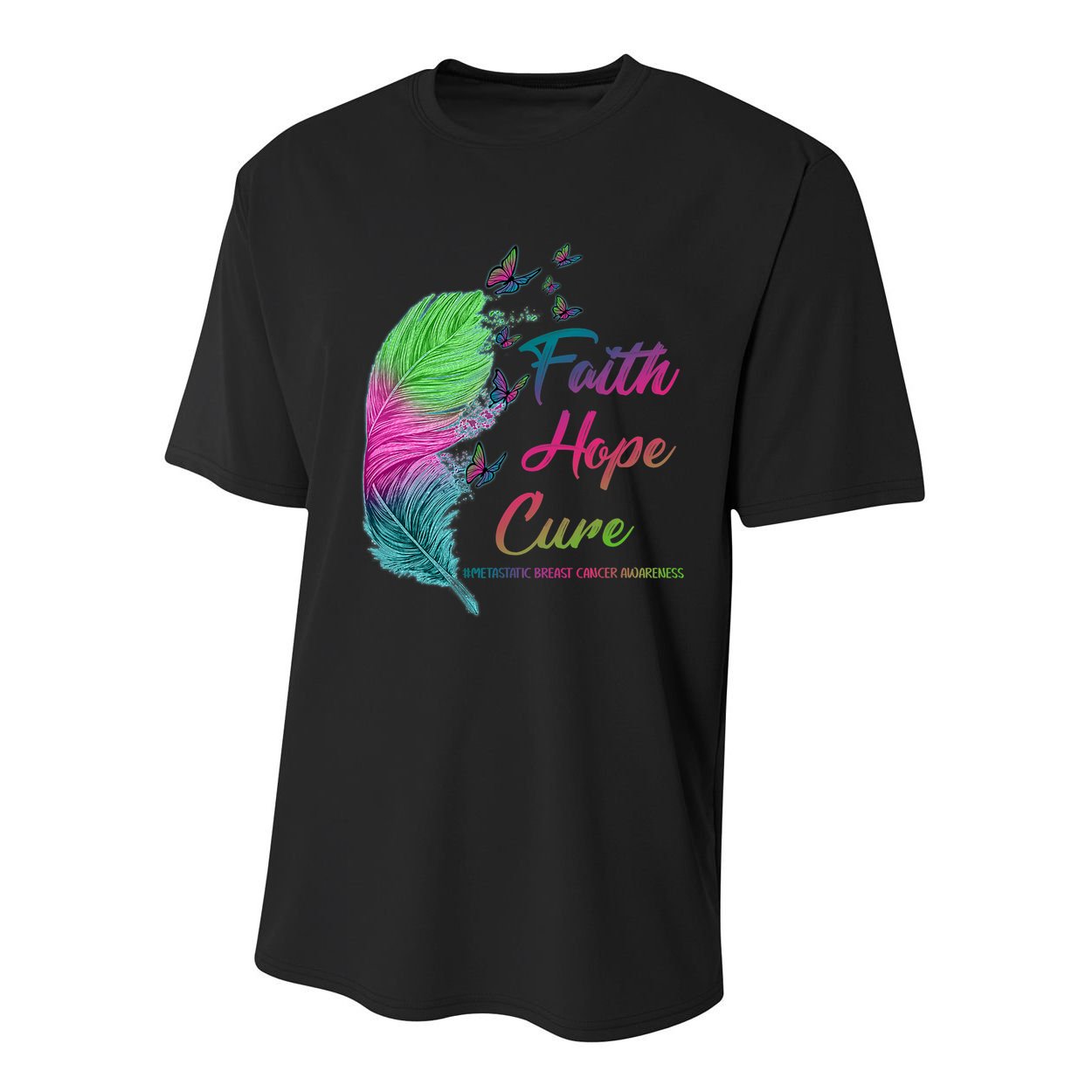 Faith Hope Cure Metastatic Breast Cancer Feather Youth Performance Sprint T-Shirt