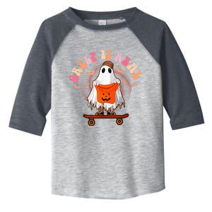 Funny Halloween Creep It Real Retro Skateboarding Ghost Kid Toddler Fine Jersey T-Shirt