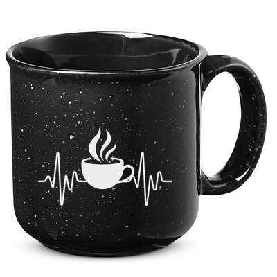 Funny Heartbeat Coffee Cup Cute Heartbeat Coffee Lover 15oz Campfire Ceramic Mug