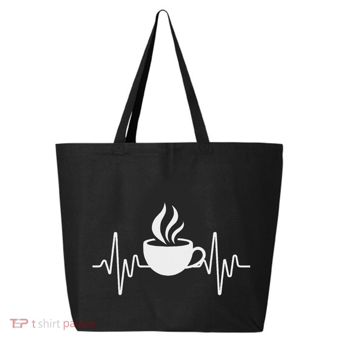 Funny Heartbeat Coffee Cup Cute Heartbeat Coffee Lover 25L Jumbo Tote