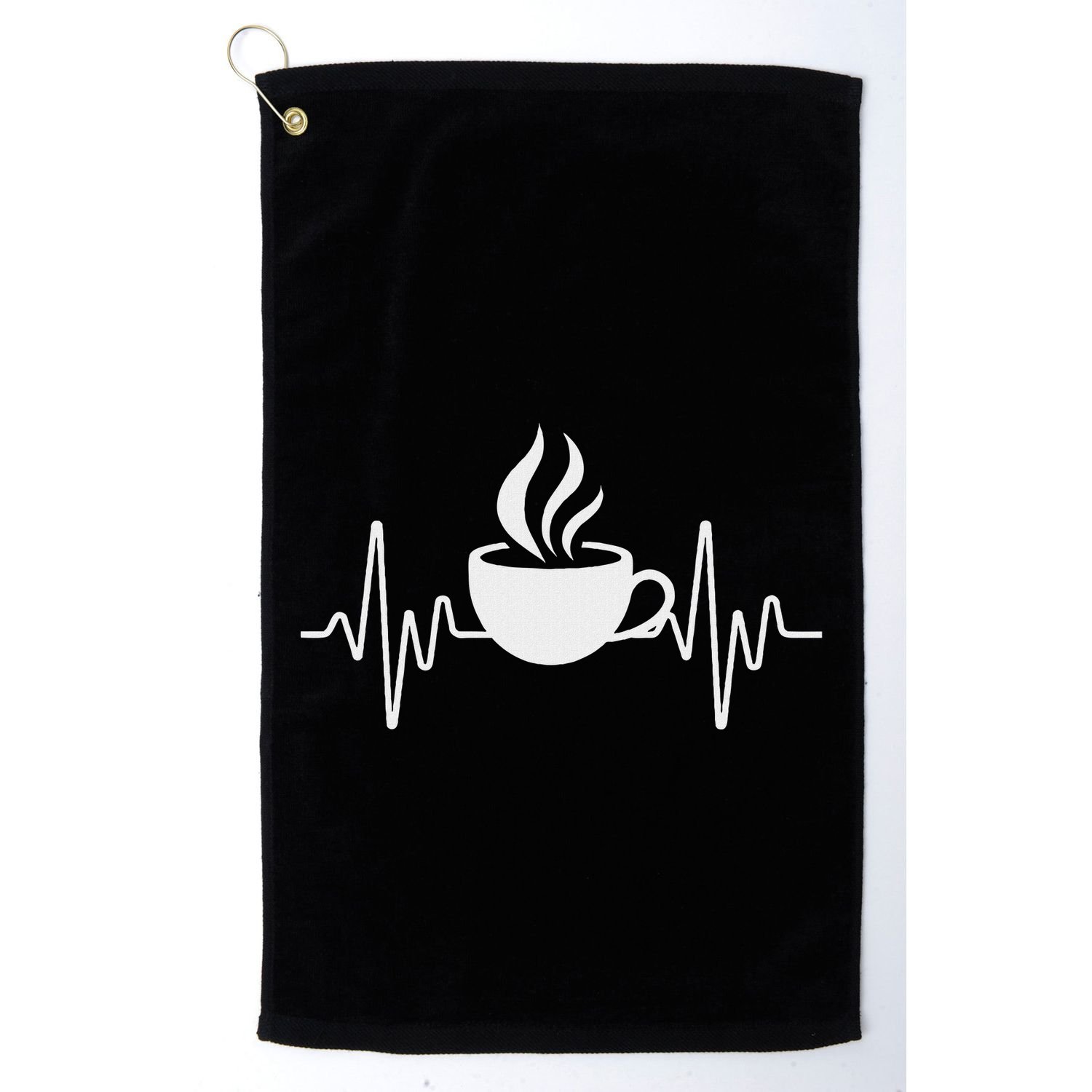 Funny Heartbeat Coffee Cup Cute Heartbeat Coffee Lover Golf Towel