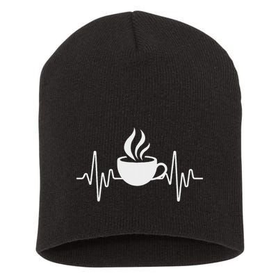 Funny Heartbeat Coffee Cup Cute Heartbeat Coffee Lover Short Acrylic Beanie