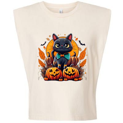 Funny Halloween Cat Costume Pumpkin Cat Black Cat Halloween Garment-Dyed Women's Muscle Tee