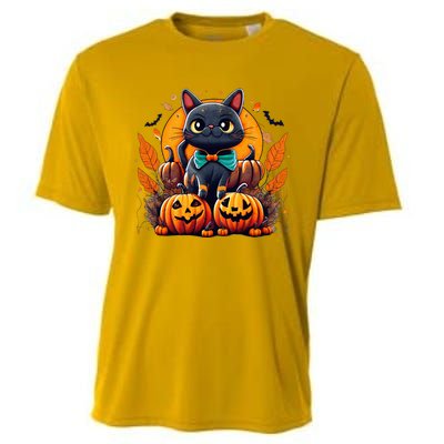 Funny Halloween Cat Costume Pumpkin Cat Black Cat Halloween Cooling Performance Crew T-Shirt