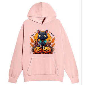 Funny Halloween Cat Costume Pumpkin Cat Black Cat Halloween Urban Pullover Hoodie