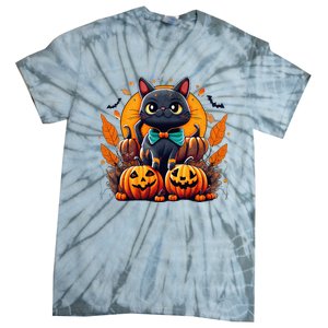 Funny Halloween Cat Costume Pumpkin Cat Black Cat Halloween Tie-Dye T-Shirt