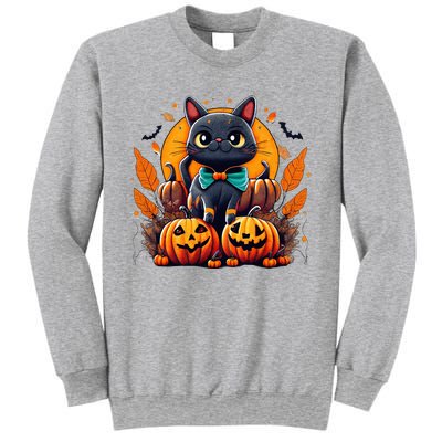 Funny Halloween Cat Costume Pumpkin Cat Black Cat Halloween Sweatshirt