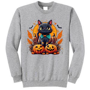 Funny Halloween Cat Costume Pumpkin Cat Black Cat Halloween Tall Sweatshirt