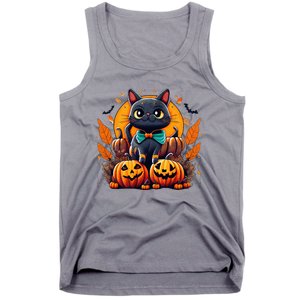 Funny Halloween Cat Costume Pumpkin Cat Black Cat Halloween Tank Top