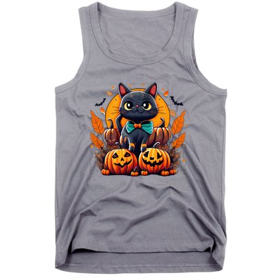 Funny Halloween Cat Costume Pumpkin Cat Black Cat Halloween Tank Top