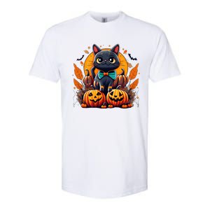 Funny Halloween Cat Costume Pumpkin Cat Black Cat Halloween Softstyle CVC T-Shirt