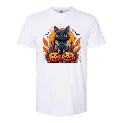 Funny Halloween Cat Costume Pumpkin Cat Black Cat Halloween Softstyle CVC T-Shirt