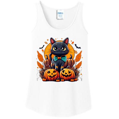 Funny Halloween Cat Costume Pumpkin Cat Black Cat Halloween Ladies Essential Tank