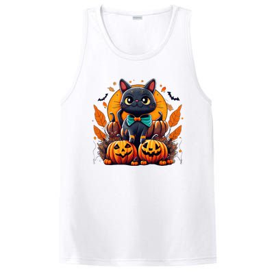 Funny Halloween Cat Costume Pumpkin Cat Black Cat Halloween PosiCharge Competitor Tank