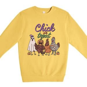 Funny Halloween Chicken Chick Or Treat Ghost Chickens Gift Premium Crewneck Sweatshirt