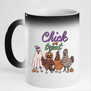 Funny Halloween Chicken Chick Or Treat Ghost Chickens Gift 11oz Black Color Changing Mug