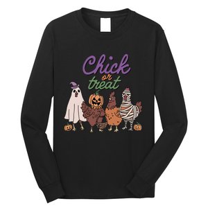 Funny Halloween Chicken Chick Or Treat Ghost Chickens Gift Long Sleeve Shirt