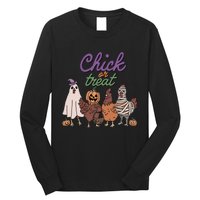 Funny Halloween Chicken Chick Or Treat Ghost Chickens Gift Long Sleeve Shirt