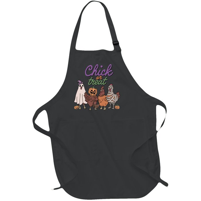 Funny Halloween Chicken Chick Or Treat Ghost Chickens Gift Full-Length Apron With Pockets