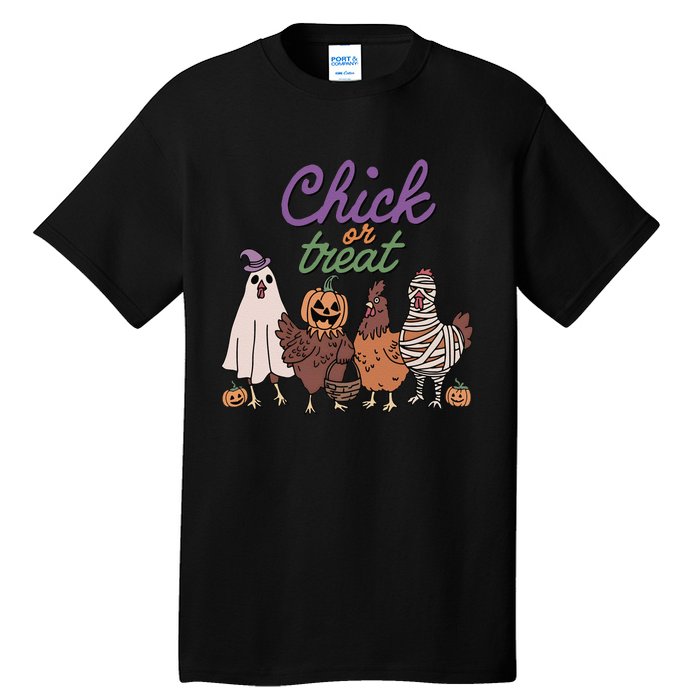 Funny Halloween Chicken Chick Or Treat Ghost Chickens Gift Tall T-Shirt