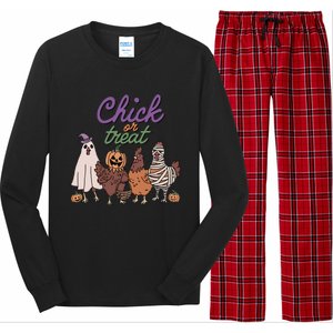 Funny Halloween Chicken Chick Or Treat Ghost Chickens Gift Long Sleeve Pajama Set