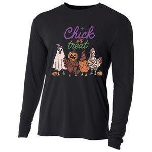 Funny Halloween Chicken Chick Or Treat Ghost Chickens Gift Cooling Performance Long Sleeve Crew