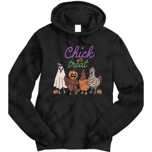 Funny Halloween Chicken Chick Or Treat Ghost Chickens Gift Tie Dye Hoodie