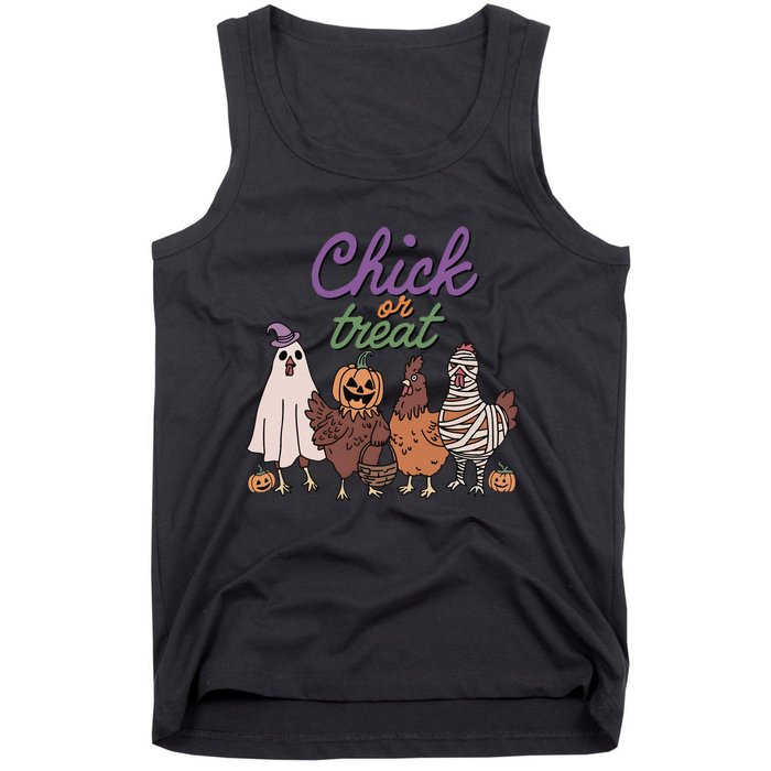 Funny Halloween Chicken Chick Or Treat Ghost Chickens Gift Tank Top