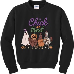 Funny Halloween Chicken Chick Or Treat Ghost Chickens Gift Kids Sweatshirt