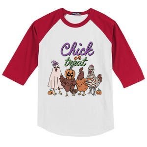 Funny Halloween Chicken Chick Or Treat Ghost Chickens Gift Kids Colorblock Raglan Jersey