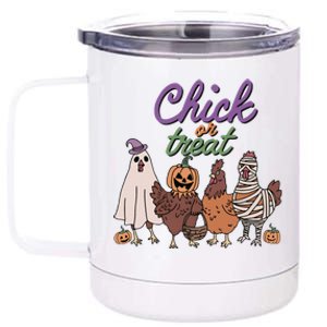 Funny Halloween Chicken Chick Or Treat Ghost Chickens Gift 12 oz Stainless Steel Tumbler Cup