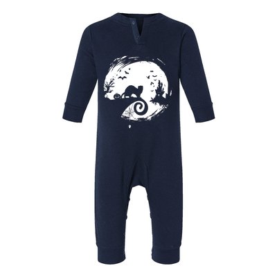 Ferret Halloween Costume Moon Silhouette Creepy Horror Infant Fleece One Piece