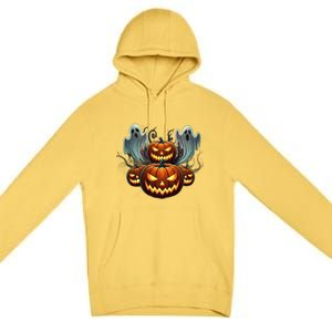 Funny Halloween Costume Gift Pumpkin Face Meaningful Gift Premium Pullover Hoodie