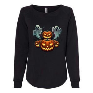 Funny Halloween Costume Gift Pumpkin Face Meaningful Gift Womens California Wash Sweatshirt