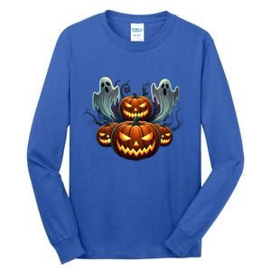 Funny Halloween Costume Gift Pumpkin Face Meaningful Gift Tall Long Sleeve T-Shirt