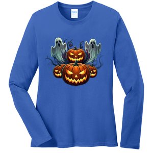 Funny Halloween Costume Gift Pumpkin Face Meaningful Gift Ladies Long Sleeve Shirt