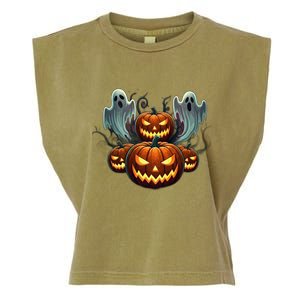 Funny Halloween Costume Gift Pumpkin Face Meaningful Gift Garment-Dyed Women's Muscle Tee