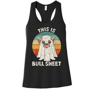 Funny Halloween Cow Boo Ghost Costume This Is Bull Sheet Women's Racerback Tank