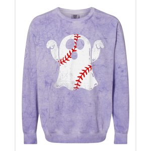 Funny Halloween Costume Baseball Ghost Baseball Lover Colorblast Crewneck Sweatshirt