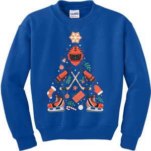 Funny Hockey Christmas Tree Funny Gift Kids Sweatshirt