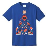 Funny Hockey Christmas Tree Funny Gift Kids T-Shirt