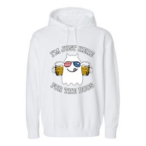 Funny Halloween Costume Gift Im Just Here For The Boos Gift Garment-Dyed Fleece Hoodie