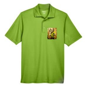 French Horn Cat Gift Music Funny Gift For Christmas Men's Origin Performance Pique Polo