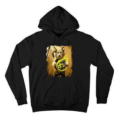 French Horn Cat Gift Music Funny Gift For Christmas Hoodie